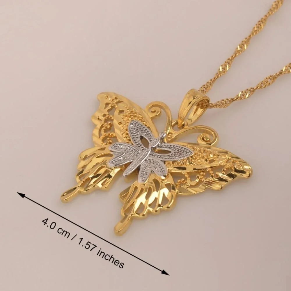 Butterfly necklace,Two Tone Butterfly Necklaces - Picture 3 of 3